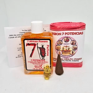 7 POTENCIAS AFRICANAS JABON Y PERFUME / 7 POWERS ATRAE SUERTE DINERO EXITO - Picture 1 of 4