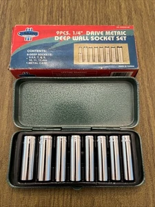 9PC 1/4" INCH DRIVE MM DEEP SOCKET SET METRIC WITH SOCKET HOLDER ~ NEW - Picture 1 of 2