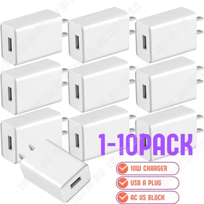 Lot 10W 5V 2A Universal Wall Fast Charge USB A Power Adapter AC Charging Plug US - Image 1 of 4