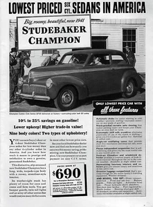 1941 Studebaker Champion Custom Club Sedan Original Print Ad - Picture 1 of 1