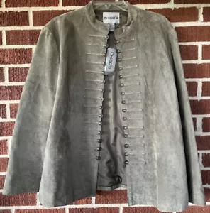 Chico’s Suede Admiral Moss Color Jacket - Size 3 (XL) NWT - Picture 1 of 4