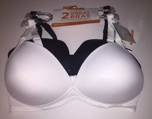 Two WARNERS 4003 Wire Free Light Natural Lift Bras White / Black NWT $60 Retail - Picture 1 of 12