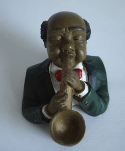 Vintage schwarze Americana Jazz Musiker Figur spielt Saxophon handbemalt - Bild 1 von 11