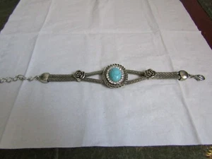 Vintage Costume Jewellery Bracelet With Turquoise Stone 23 cm Long, Boxed - Picture 1 of 10