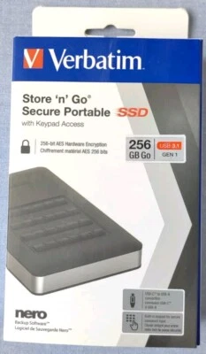 Verbatim Store 'n' Go Secure 256GB Portable SSD mit Verschlüsselung ovp neu  - Bild 1 von 4