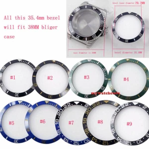 35.4mm black blue green ceramic bezel insert for 38MM SUB mens watch - Picture 1 of 15