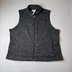 Calvin Klein NWT Women's Size 2X Black/Alabaster Zip-Up Vest Sleeveless Sweater - Picture 1 of 8