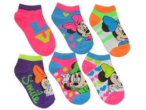 Disney Minnie Mouse Girl's No Show Socks 6 pair NWT - Picture 1 of 1