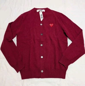 Authentic Comme Des Garçons Play Red Wool Cardigan Men's XL - Picture 1 of 11