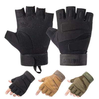 Tactical Military Gloves Mens Army SAS Combat Police Hunting Shooting Fingerless - Image 1 of 4