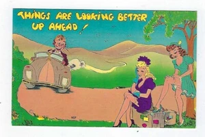 Vintage Postcard #907 "Things Are Looking Better Up Ahead" Humor Asheville - Picture 1 of 2
