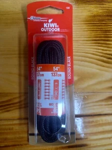 1 Paar Kiwi Outdoor Stiefelschnürsenkel, 54 Zoll, rund, schwarz, Ersatzstiefelschnürsenkel - Bild 1 von 2