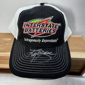 INTERSTATE BATTERIES Nascar Racing Adjustable Hat Black/White Kyle Busch Sign - Picture 1 of 9