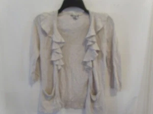 American Rag Shrug Cardigan Sweater Cream Beige Ruffle Wool Blen womens Small - Picture 1 of 4