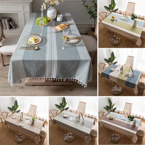 Tablecloth Linen Print Table Cloth Dining Party Table Cover Tablewear Home Decor - Picture 1 of 27
