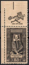 USA Mi Nr. 863 postfrisch MNH Ecke mit Zip Code Shakespeare Schriftsteller