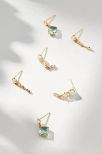 NWT Anthropologie Delicate Gem Drop Earrings SKY, Set of 3 SRP $58 - Picture 1 of 4