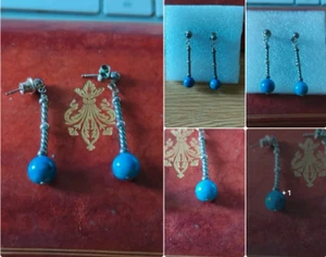 Lapis Lazuli Earrings Sterling Silver 925 - Picture 1 of 7