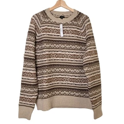 J.Crew Lambswool Fair Isle Crew Neck Sweated Beige Men's Sweater Size Large NWT - Image 1 of 4