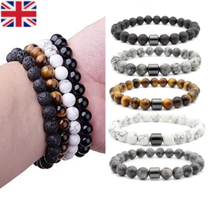 Natural Stone Spiritual Energy Healing 8mm Hematite Beads Bracelets Men Women UK - Picture 1 of 26