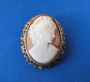 Hermoso cameo SeaShell ANTIGUO hecho a mano - Alfiler/Broche - Imagen 1 de 4