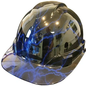 Hydro Dipped Hard Hat Ridgeline Cap Style Custom Dark Blue Lightning - Picture 1 of 4
