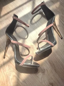 Giuseppe Zanotti Harmony Velvet Mauve Strap Sandal Stiletto Womens EU 40 Silver - Picture 1 of 9