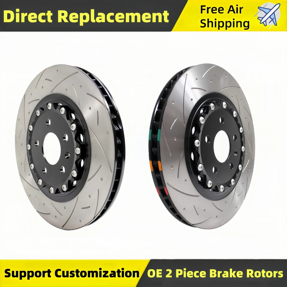 Front Disc 2 Pieces Floating Slotted Brake Rotors for 2008-2013 BMW 135i - Image 1 of 4
