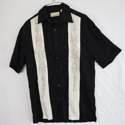 Cubavera Shirt Mens Small Panel Lounge Resort Casual Button Black Short Sleeve - Image 1 of 4