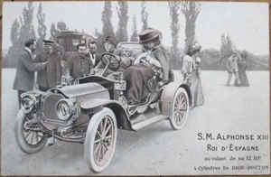 Car Dion-Bouton & S M Alphonse XIII Re Spagna 1910 Cartolina francese - Automobile - Foto 1 di 1