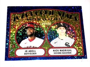 2021 Topps Heritage Jo Adell Blue Sparkle Parallel RC + Nick Madrigal - Picture 1 of 2