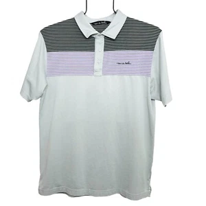 Travis Matthews Polo Golf Shirt Uomo Large L Strisce Sedona Golf Resort sulla Manica - Foto 1 di 11