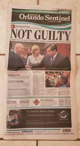 George Zimmerman Not Guilty Orlando Sentinel Newspaper July 14, 2013 - Picture 1 of 1