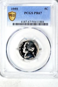 1955 5C Jefferson Nickel PCGS PR67 - Picture 1 of 3