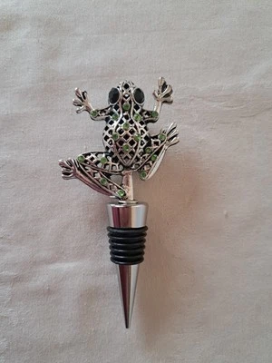 Tapón de vino rana plateada con estrás Cheers Foto 1 de 3