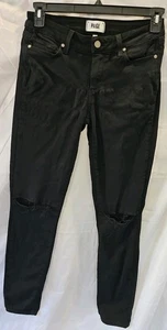 Paige Skinny Denim Jeans Damen Gr. 28 Schwarz Low Rise Anthrazit Waschung Stretch - Bild 1 von 8