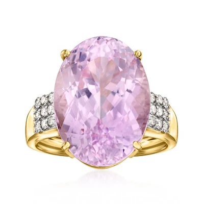 Кольцо из кунцита 15,00 карата с 0,27 карата Бриллианты из желтого золота 14 карат - Изображение 1 из 4