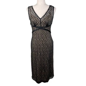 Abito midi slip vintage anni 90 Y2K Express nero pizzo overlay taglia 7/8 fata gotica - Foto 1 di 13