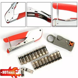 Strumento stripper a compressione tipo F crimpatrice coassiale + connettore 20 RG6 RG59 - Foto 1 di 6