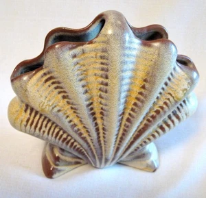 Frankoma Keramik Muschel Vase #54 zweifarbig braun & hellbraun Vintage 6,25" Ozean Meer - Bild 1 von 6