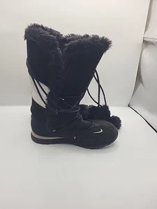 Nike Womens 311959-002 Black Suede Lace Up Mid-Calf Snow Boots Size 8 - Picture 1 of 9