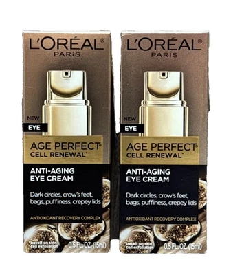 LOTE DE 2 L'Oréal Age Perfect Cell Renewal Crema de Ojos Antienvejecimiento 0.5 OZ CADA NUEVA Foto 1 de 4