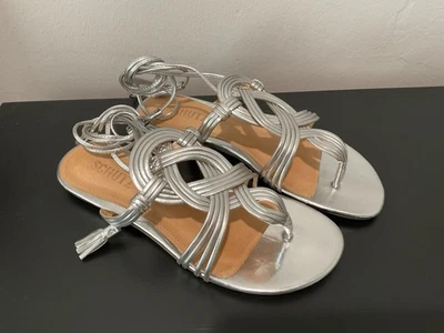 Sandalias Schultz Gladiator de cuero plateadas 7 Foto 1 de 4