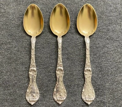 3 cucharas R & B Les Cinq Fleurs Sterling Demitasse (pat. Fecha y marcas antiguas) Foto 1 de 4