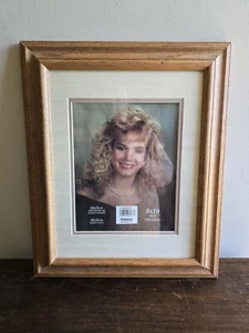 Light Brown Wide Wood Picture Frame W/Matte & Glass Art Gallery Shabby Chic - Picture 1 of 11