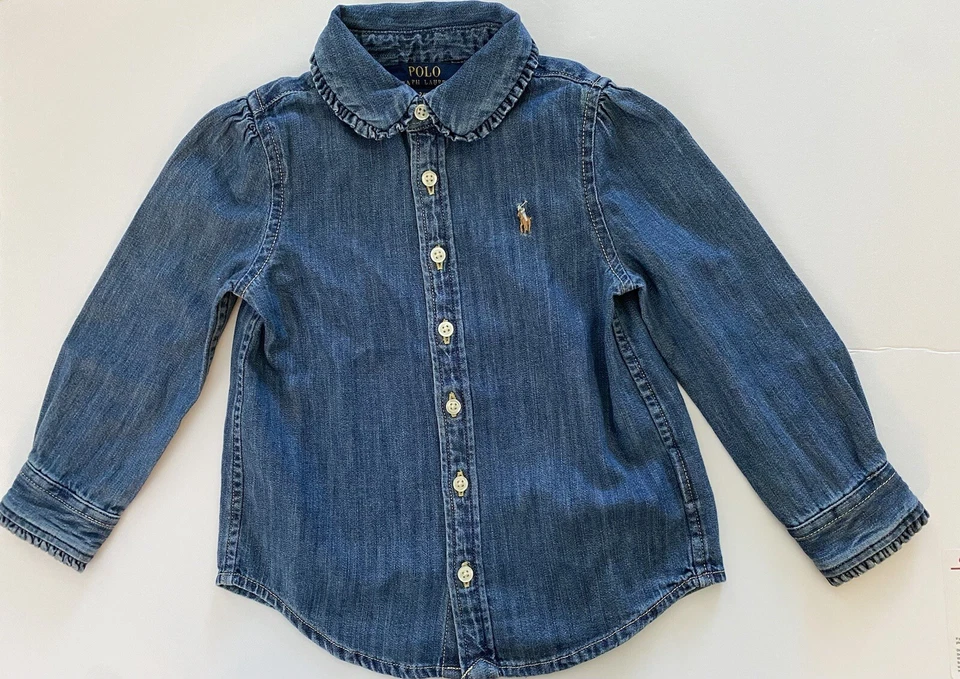 Blusa vaquera azul Ralph Lauren nueva con etiquetas para niñas. Talla 3T Foto 1 de 1