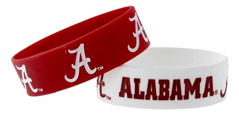 Alabama Crimson Tide Silicone Bracelets 2 Pack Wide [NEW] NCAA Jewelry Bracelet Cover