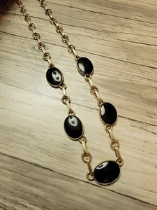 12k Gold Fill Marked Onyx Necklace 8 Inch - Picture 1 of 5