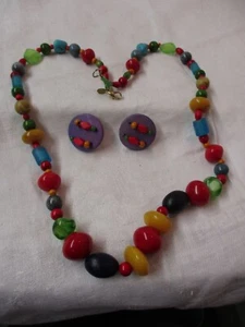 Vintage Teresa Goodall Demi Parure Beaded Necklace & Earrings set - Picture 1 of 6