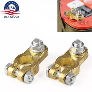 Brass Battery Terminal ConnectorsTop Post Battery Terminal M10 Clamp Set for car - Picture 1 of 13
